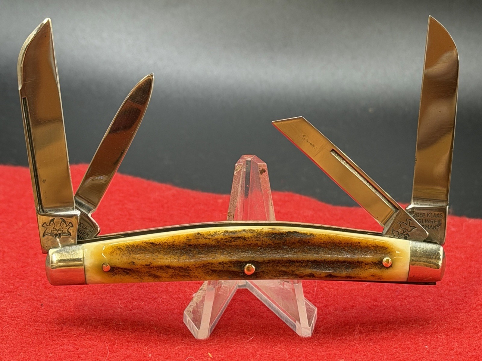 VINTAGE Lovebird Robert Klass Large Congress Stag German Pocket Knife VINTAGE Lovebird Robert Klass Large Congress Stag German Pocket Knife