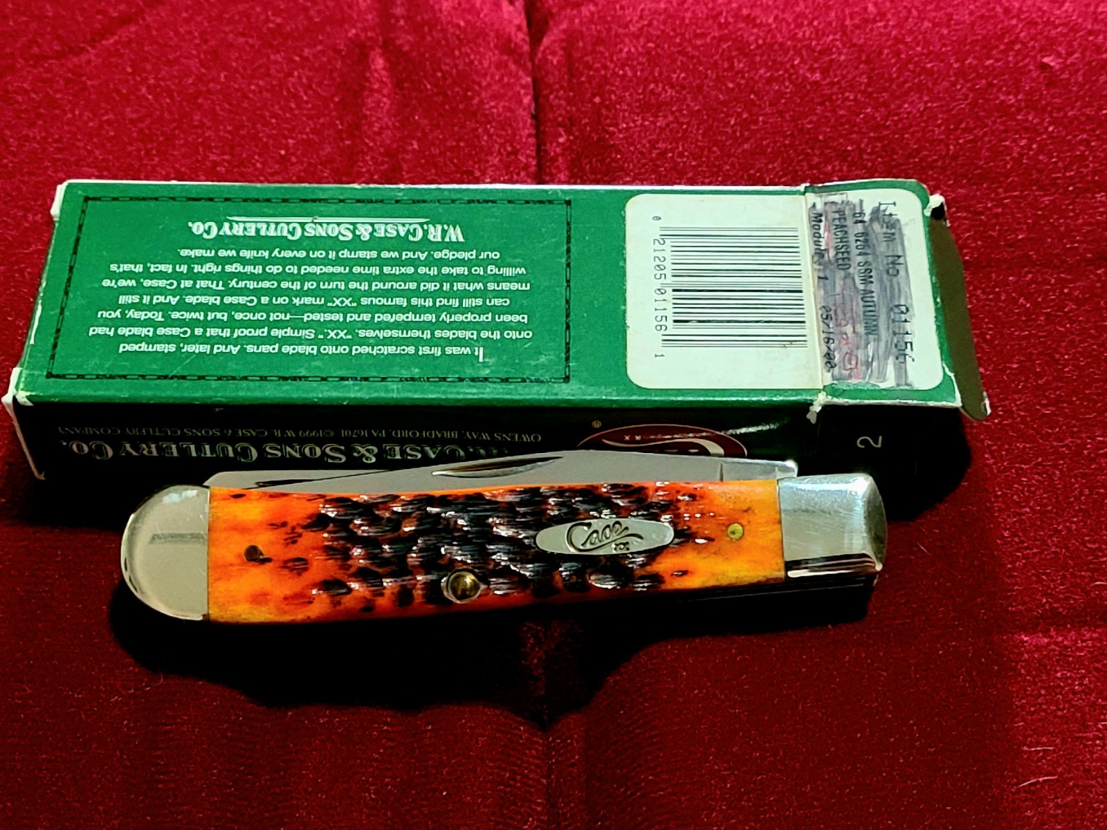 MINT 2000 Case XX Autumn Peach Seed Jigged Brazilian Bone Trapper(6254 SS)wbox 