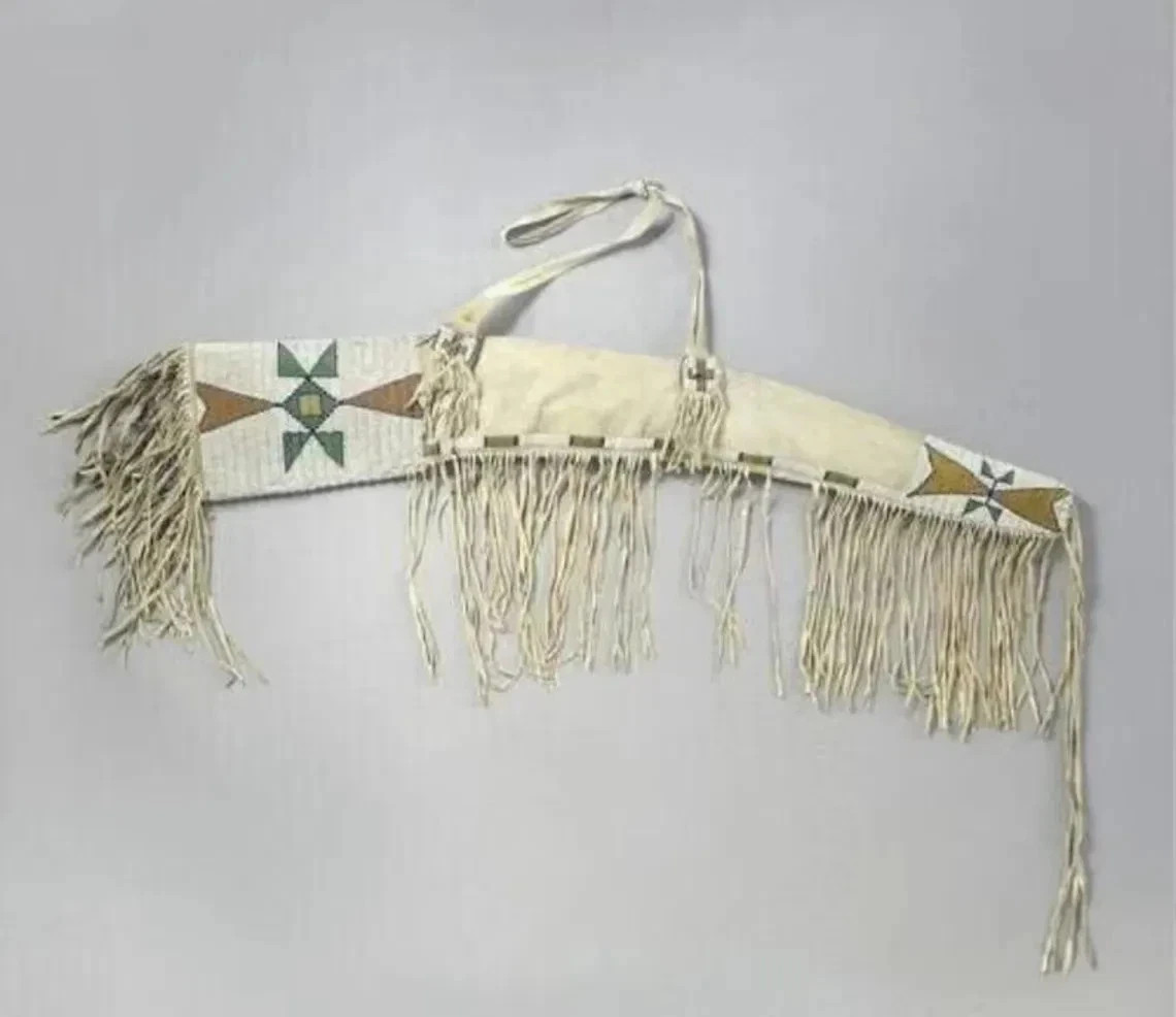 Red Indian Beaded Suede gun cover  Native American Rifle Scabbard Sioux Style