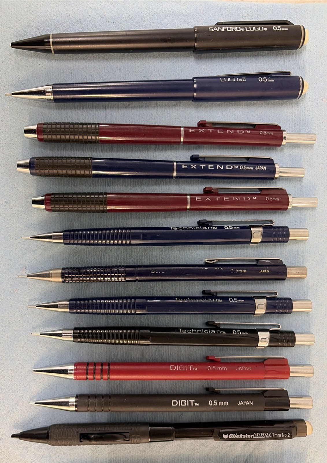 12 Vintage Sanford Logo Mechanical Pencil 0.5 Extend Technician Digit, Clickster