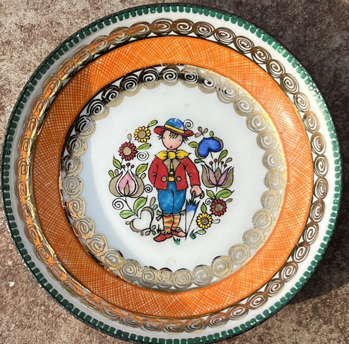 HM Handmade in Austria Trinket Diah Bowl Enameled Metal Vintage