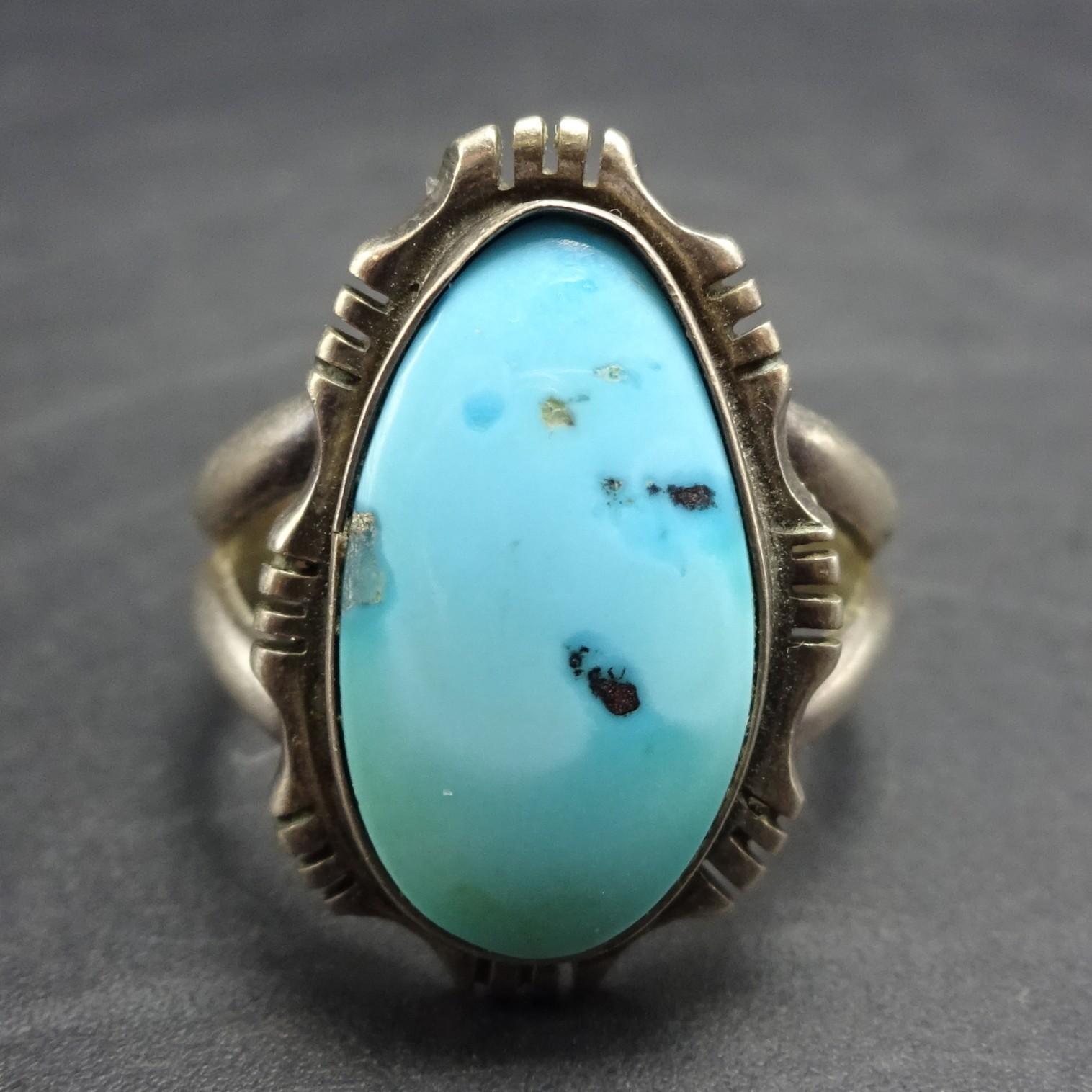 CLASSIC Vintage T. ENREKA Navajo BLUE TURQUOISE Sterling Silver RING size 8.75 CLASSIC Vintage T. ENREKA Navajo BLUE TURQUOISE Sterling Silver RING size 8.75