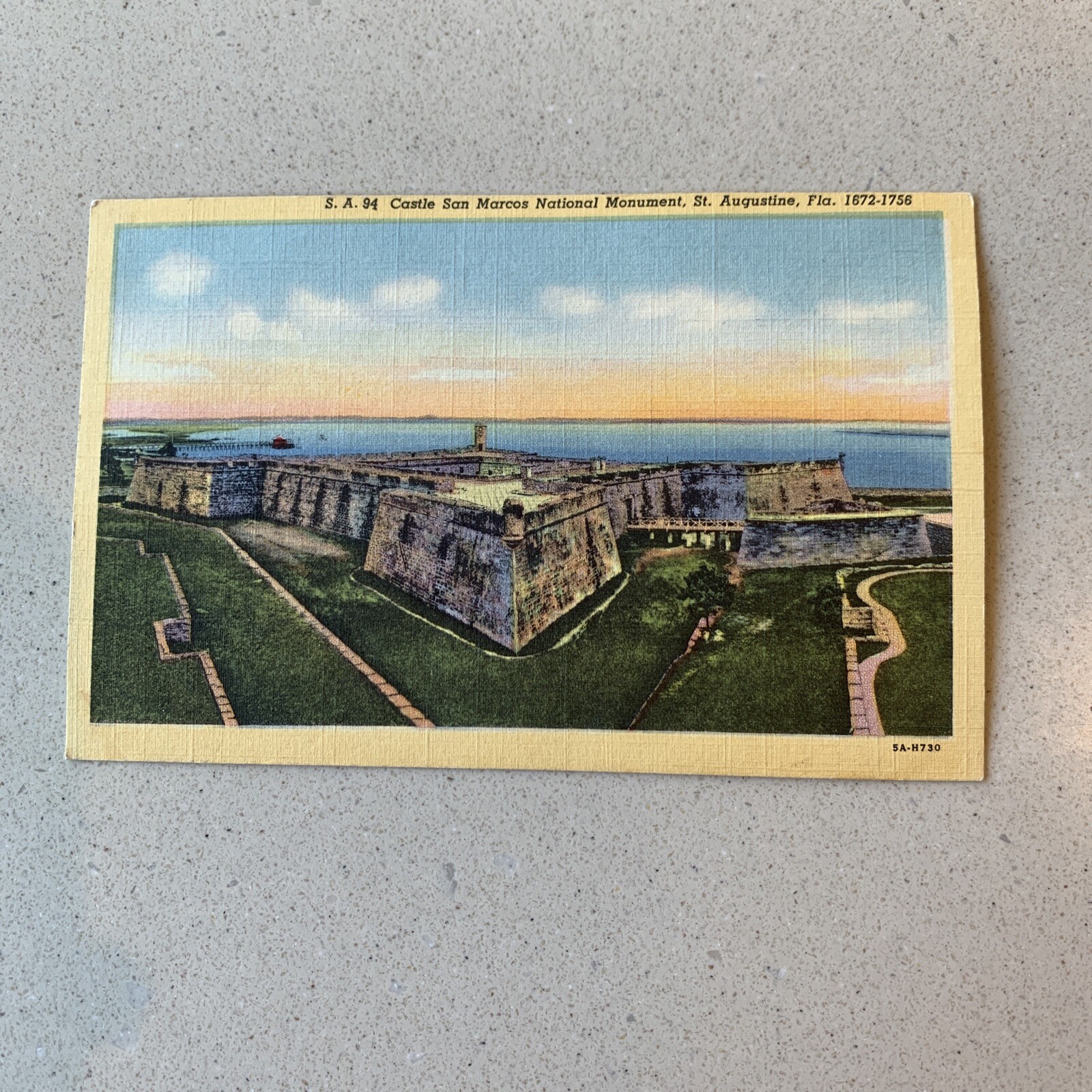 St Augustine Florida Castillo De San Marcos Castle Postcard Linen FL 1940s 40s