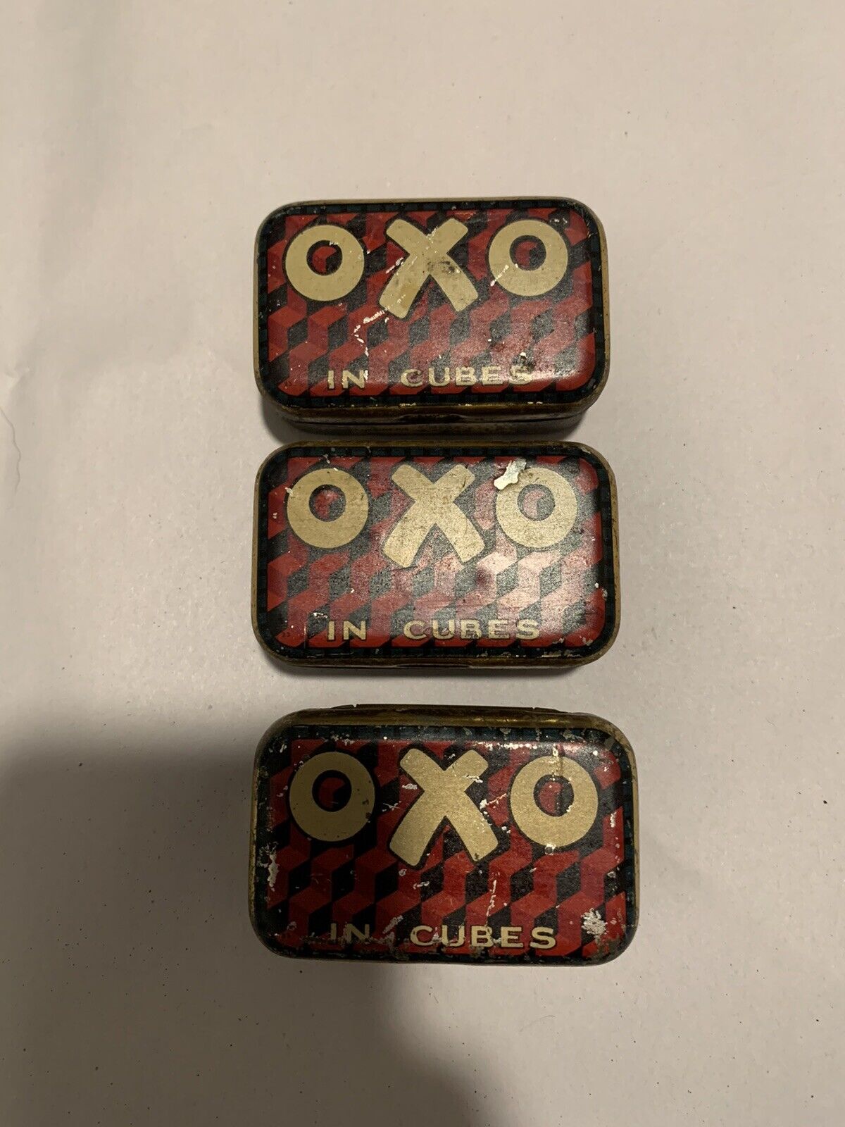 XOX in cubes antique tins rare 1910-1920 Made In London