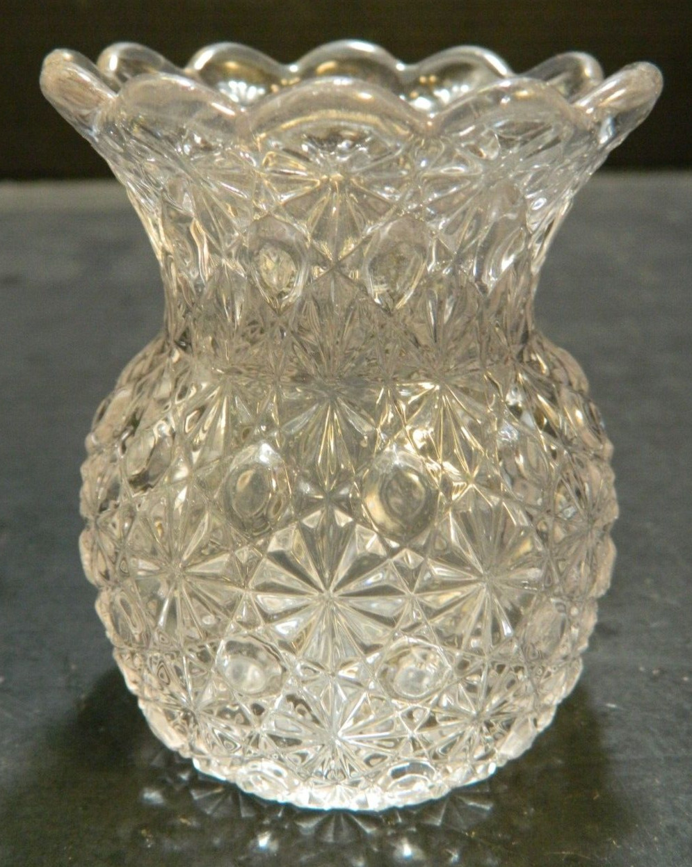 Vintage Clear Daisy Button Glass Toothpick Holder 2.88