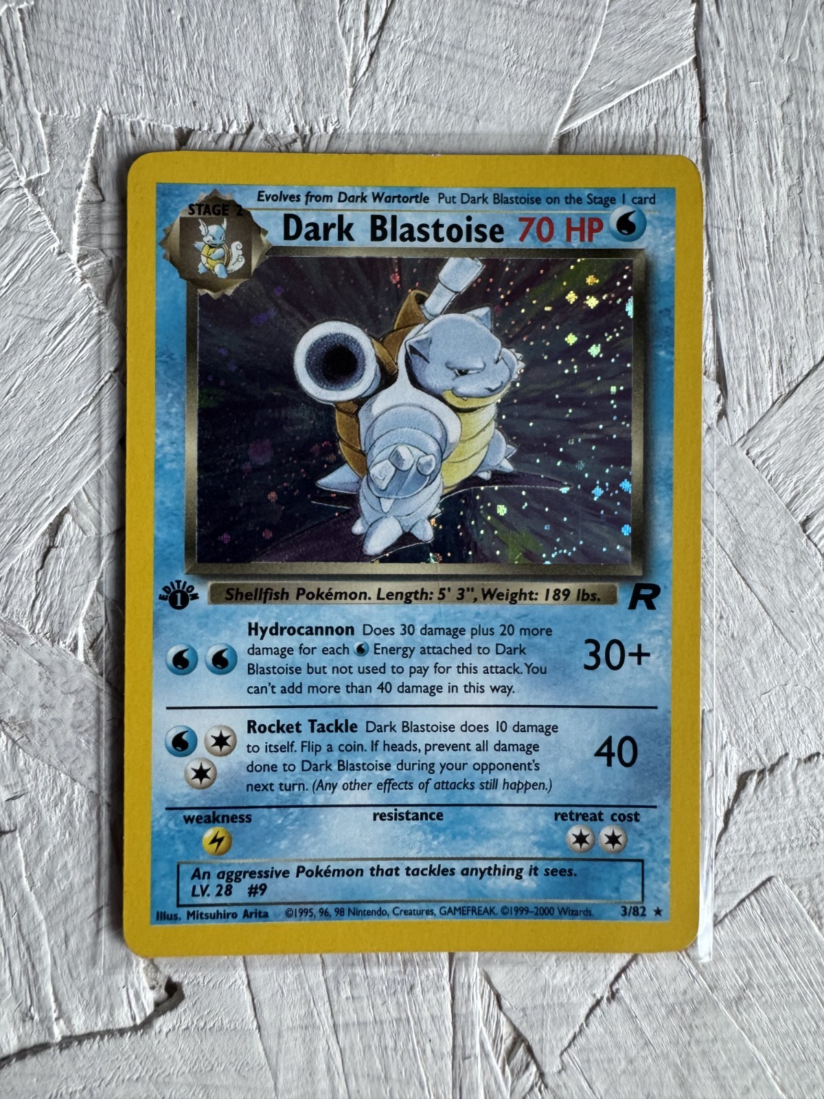 1999 Pokemon Team Rocket 1st Edition Dark Blastoise Holo 3/82 Rare Vintage WOTC