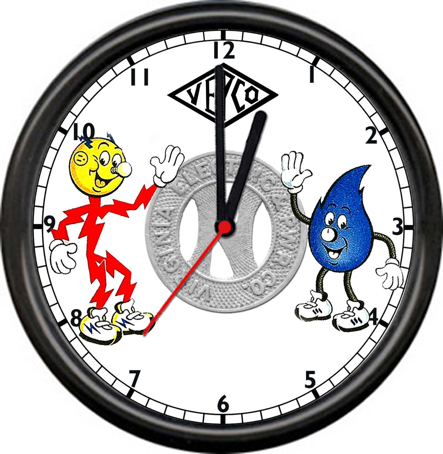 Reddy Kilowatt Electrician Utility VEPCO Virginia Electric Power Sign Wall Clock