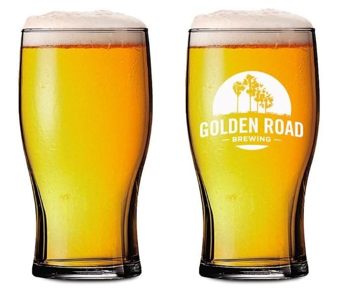 Anheuser-Busch Golden Road Brewing Pint Beer Glasses, Set of 2
