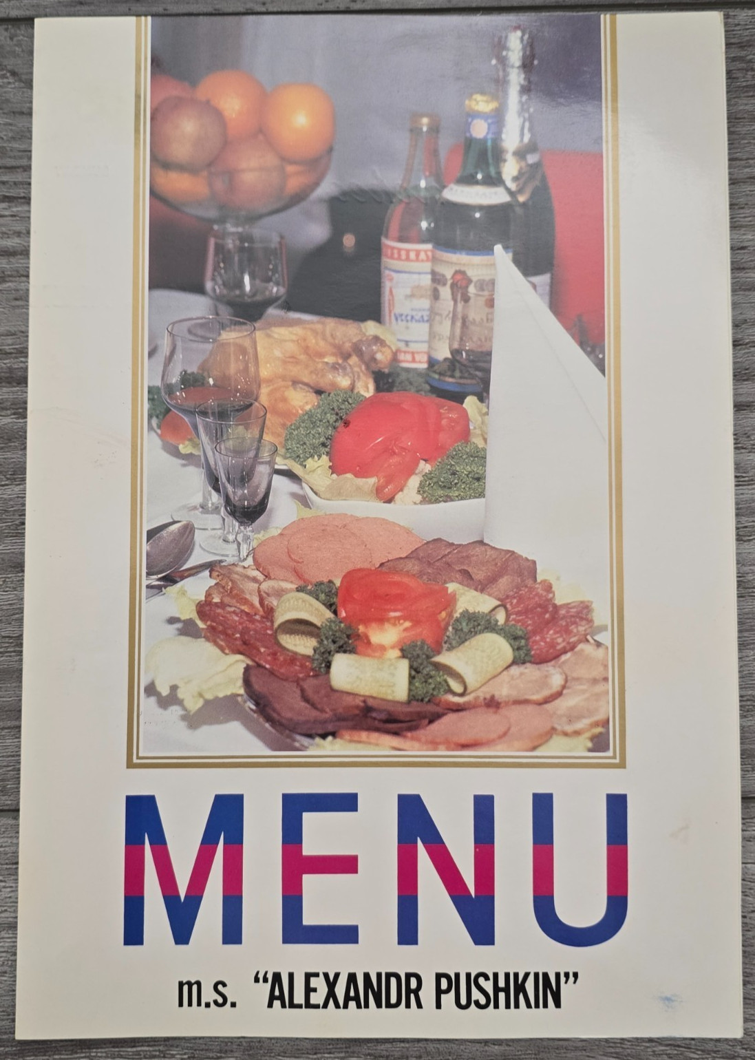 1986 MS Alexandr Pushkin Dinner Menu Far Eastern Shipping Company Soviet Ship