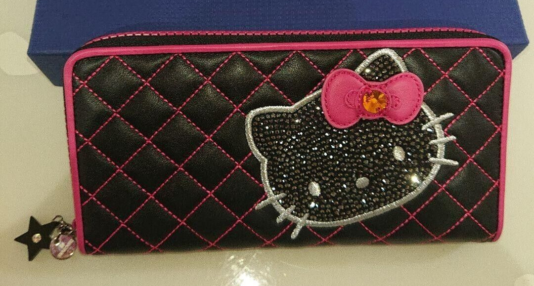 Swarovski Hello Kitty Collaboration Wallet Calfskin Black 20×11×2.5cm New No Box