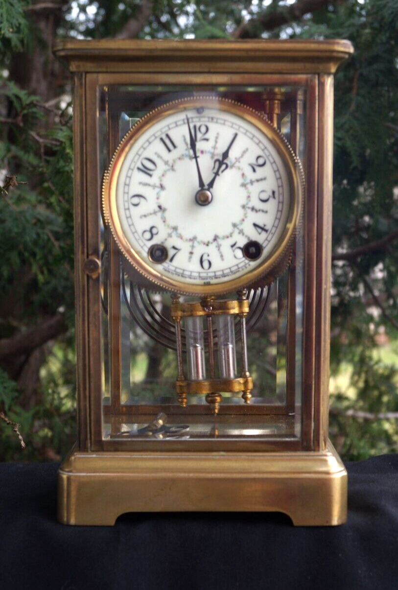 Antique 1890 - 1910 New Haven Crystal Regulator Mantle Clock - BEAUTY