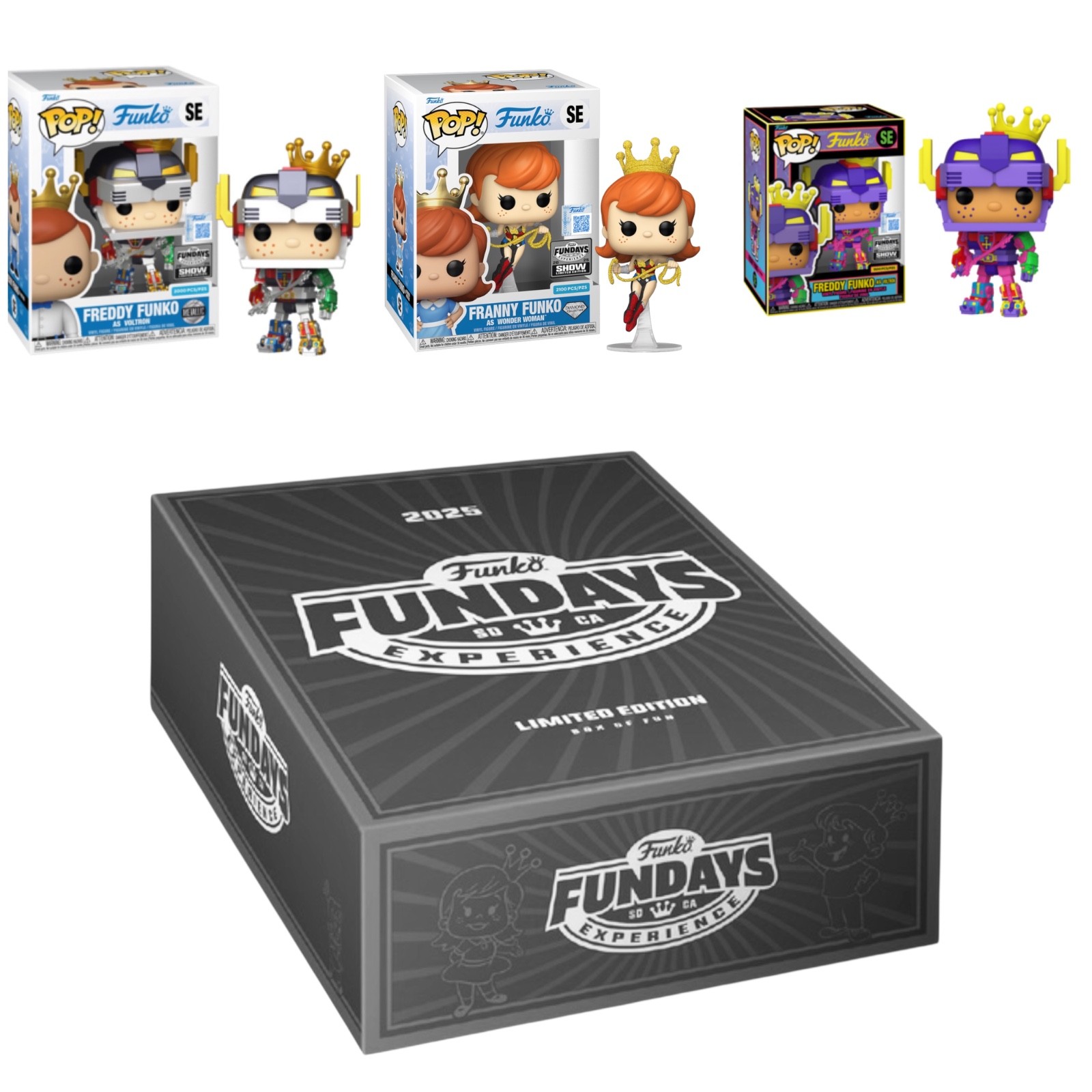 🔥Funko Fundays Exp 2025 Box of Fun 3 Pop Figures LTD ED VAULTED PROTECTOR🔥