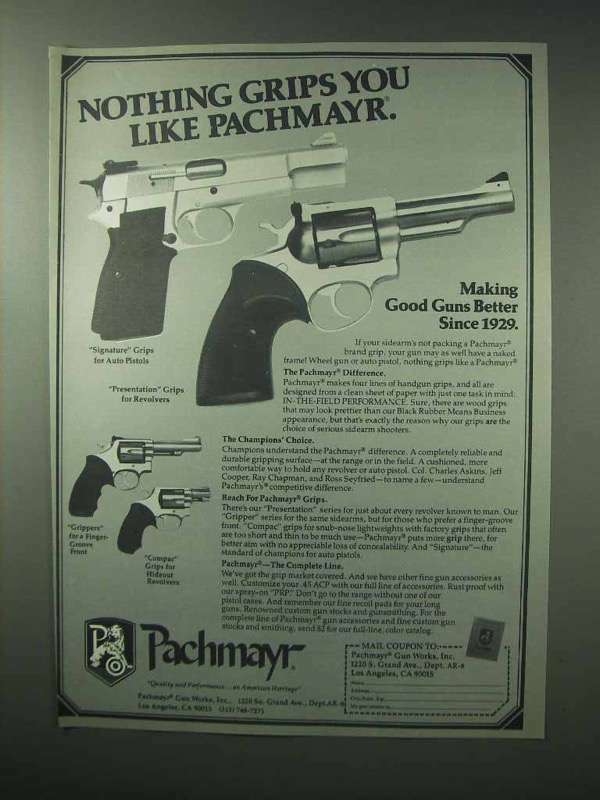 1983 Pachmayr Grips Ad - Nothing Grips You Like