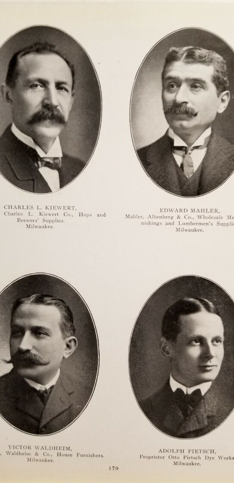 Notable Wisconsin Men of 1901 MERCHANTS Kiewert Mahler Pietsch Kempf Medberry D0