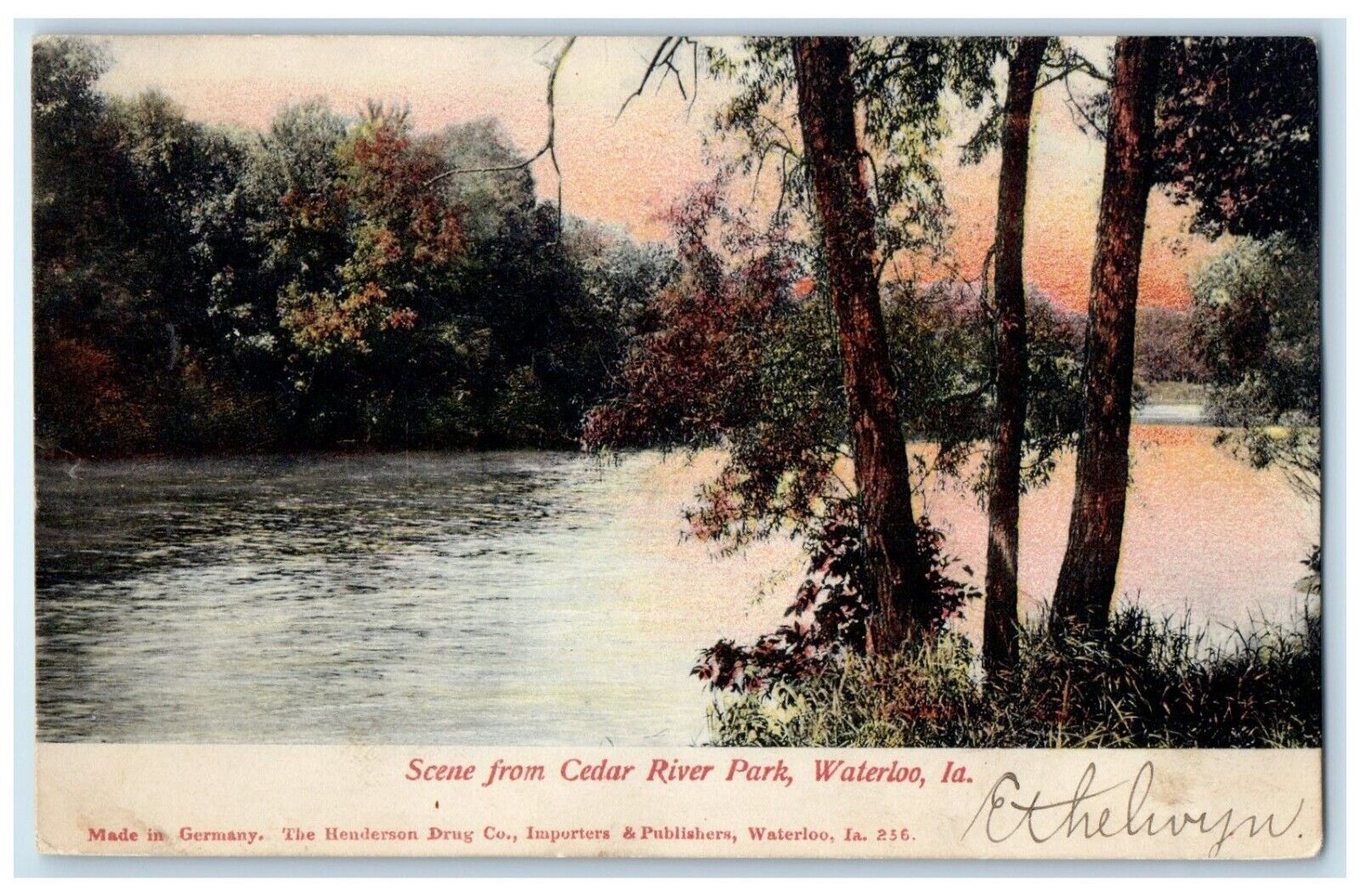 1906 Scene Cedar River Park Exterior View Waterloo Iowa Vintage Antique Postcard