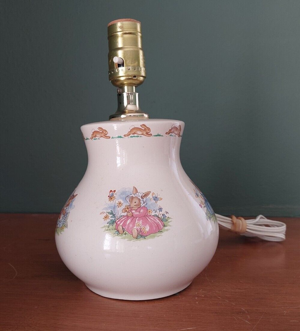 Vintage Bunnykins Nursery Lamp by Royal Doulton Porcelain