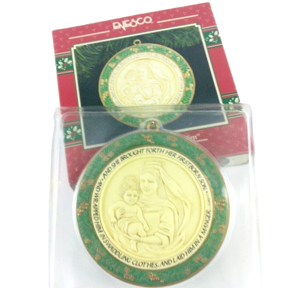 Vintage 1991 Enesco Christmas Peace Ornament with Box Come Let Us Adore Him