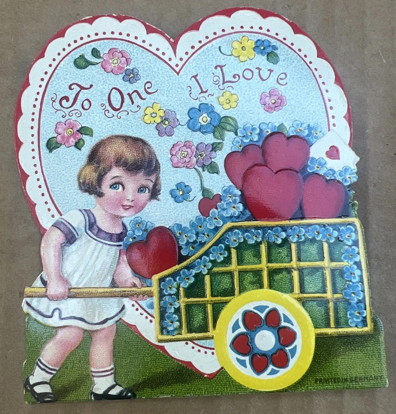 Vintage Valentine Day Germany Card Love Hearts To One I Love
