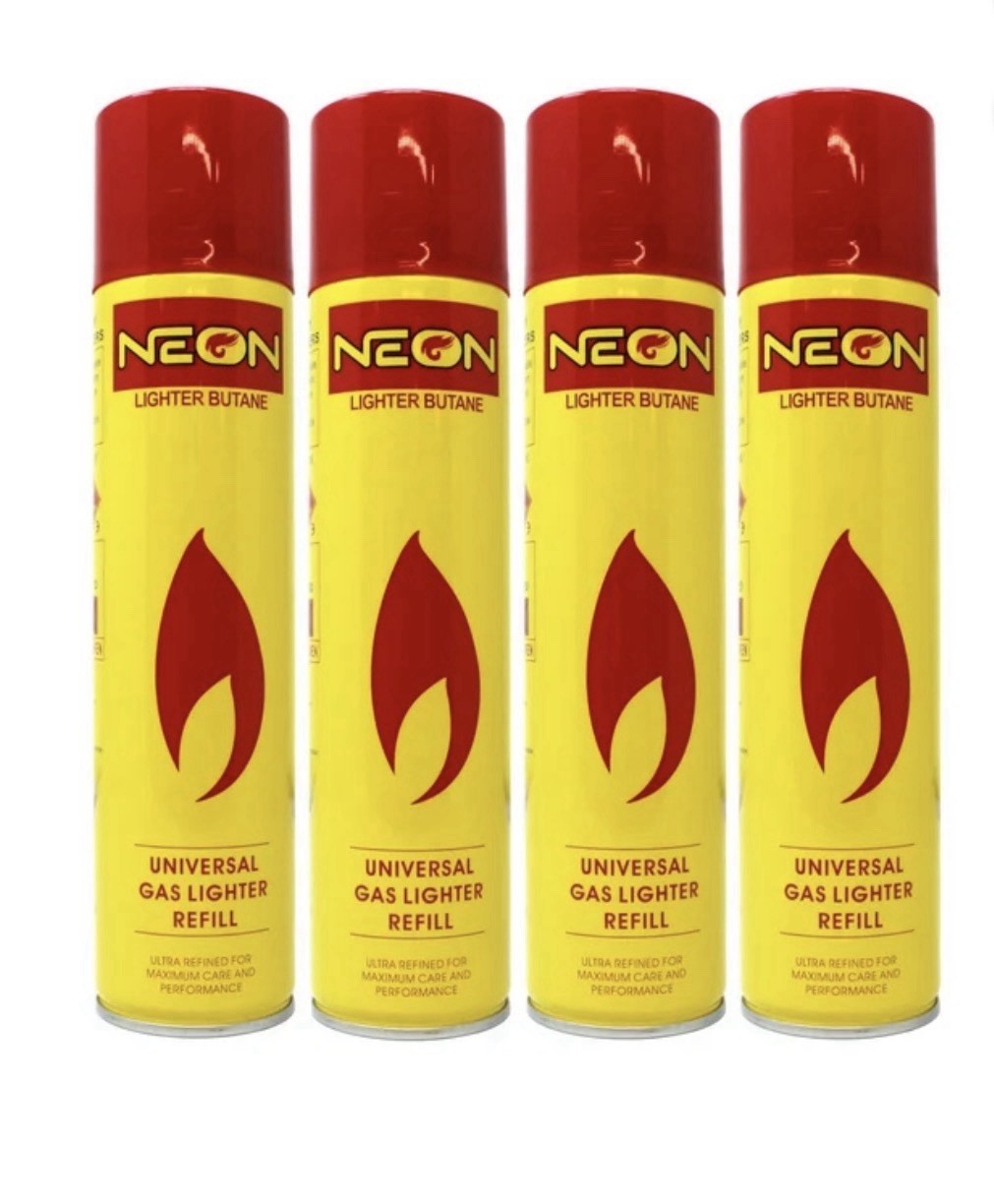 4 Pack Neon Lighter Gas Refill Butane Universal Fluid Fuel Ultra Refined