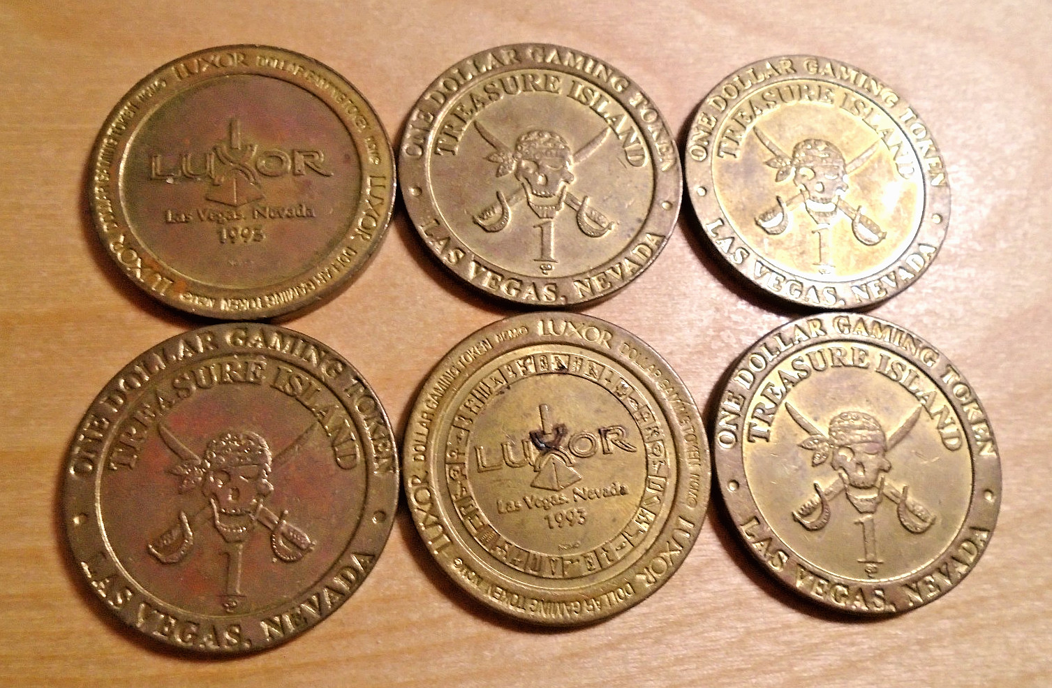 Collection of Las Vegas Casino 1 Dollar Gaming Tokens Collection of Las Vegas Casino 1 Dollar Gaming Tokens