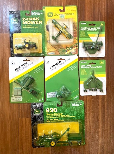 Sealed Vintage ERTL JOHN DEERE Tractor - Mower- Forage Blower- Rotary Cutter