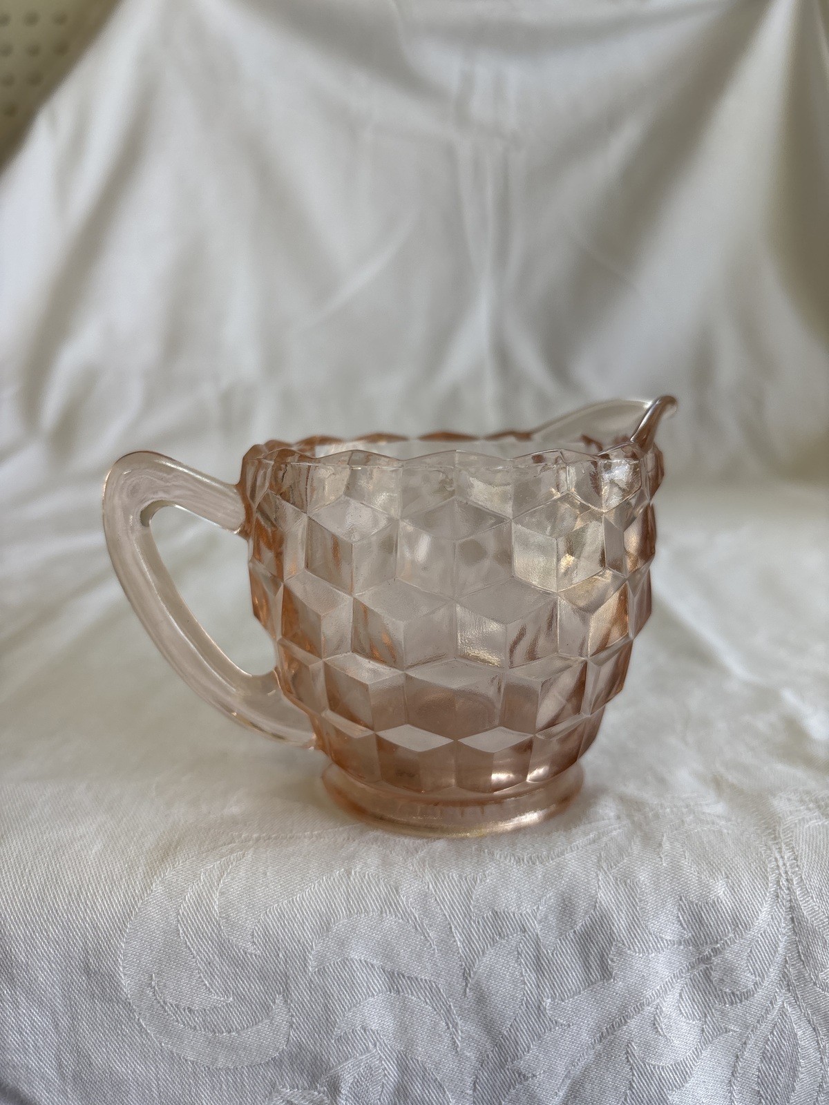 Vintage Pink Pressed Glass Creamer Pitcher