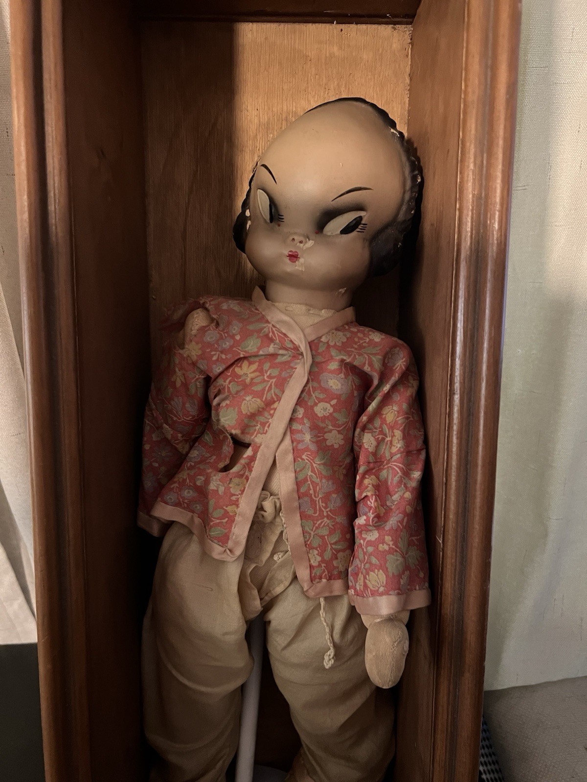 Vintage 20th Century Chinese Composition Doll With Parasol Vintage 20th Century Chinese Composition Doll With Parasol
