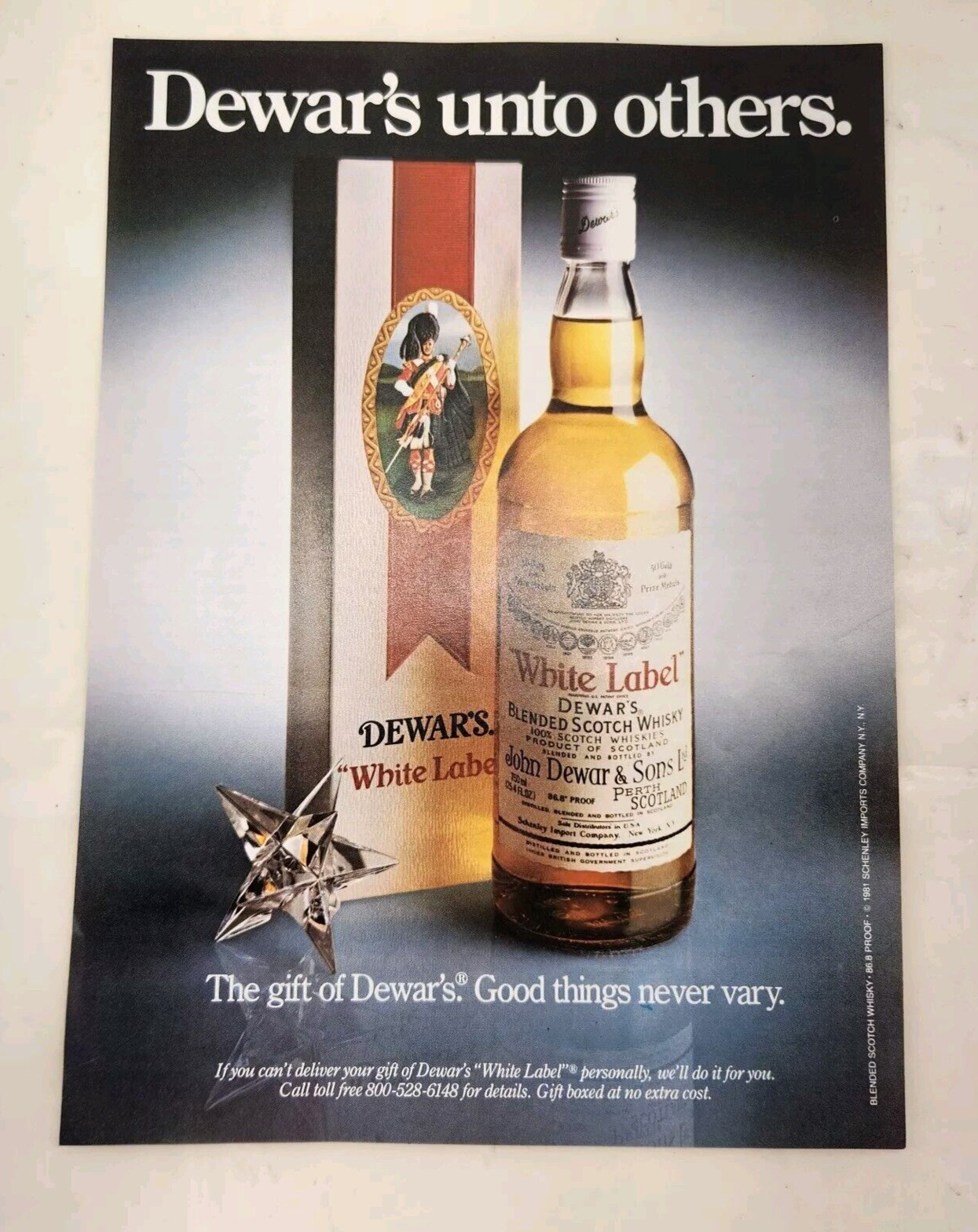 Vintage Dewars Scotch Whiskey Original Magazine Ad 1981