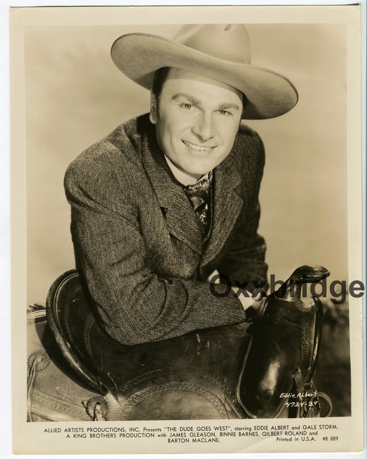 EDDDIE ALBERT The Dude Goes West 1948 ORIGINAL PHOTO Daniel Boone Sepia Handsome
