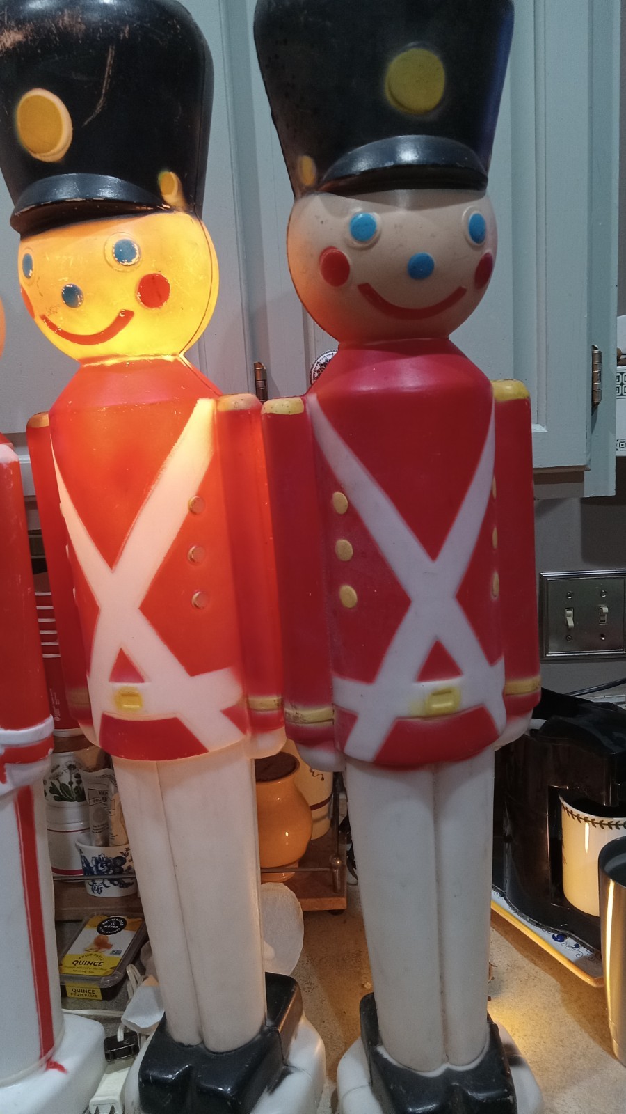 Vintage Christmas Blow Mold TWO Toy Soldiers 30\ Vintage Christmas Blow Mold TWO Toy Soldiers 30\