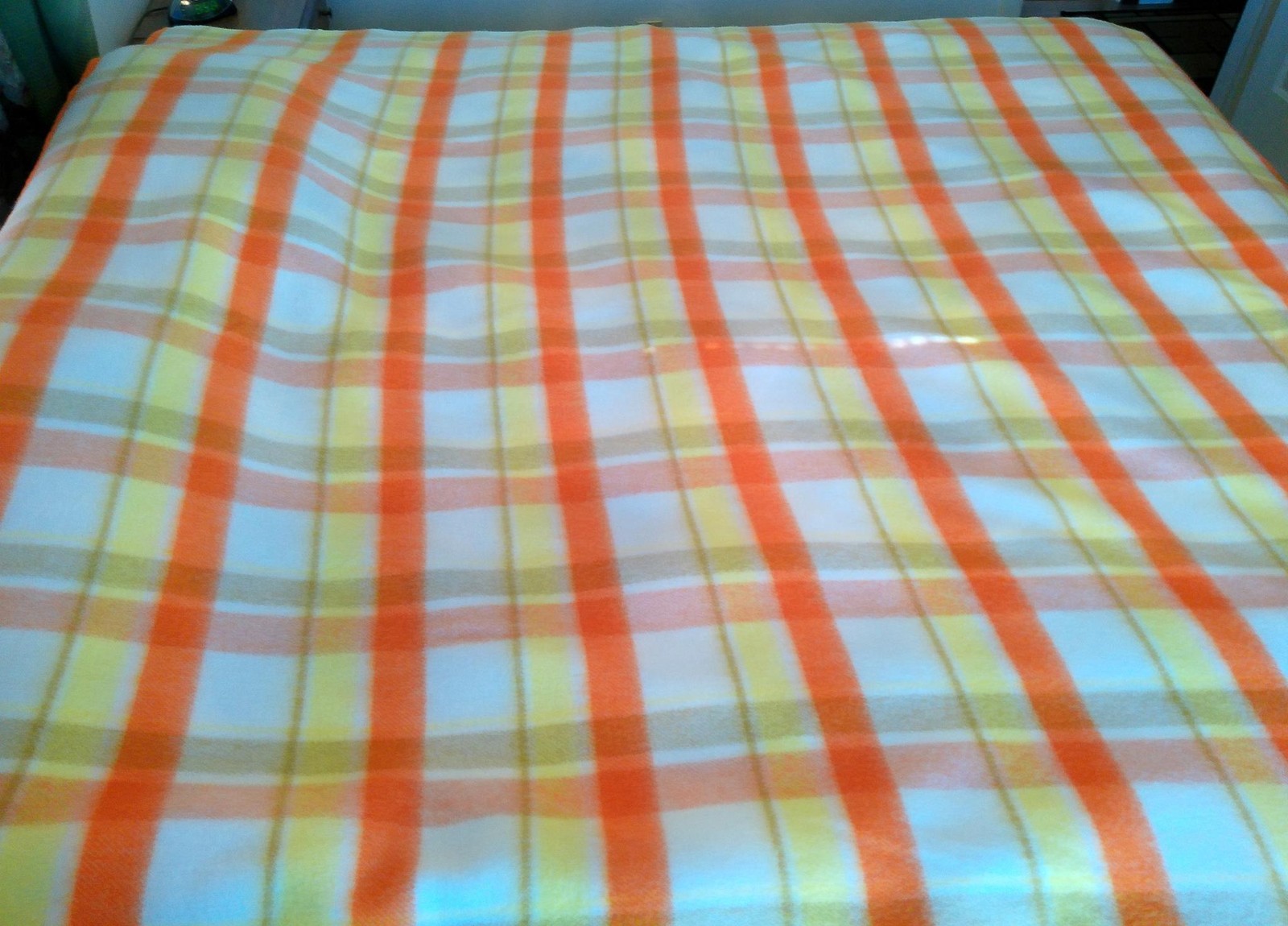 Bates Blanket Loomed to be Heirloom Plaid Orange and Yellow Cozy Classic Queen