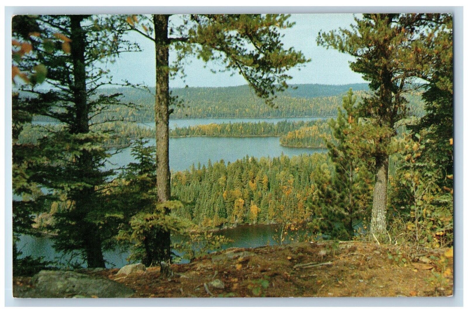 West Bearskin Lake Minnesota MN Postcard The Gunflint Area Caribou Rock Vintage