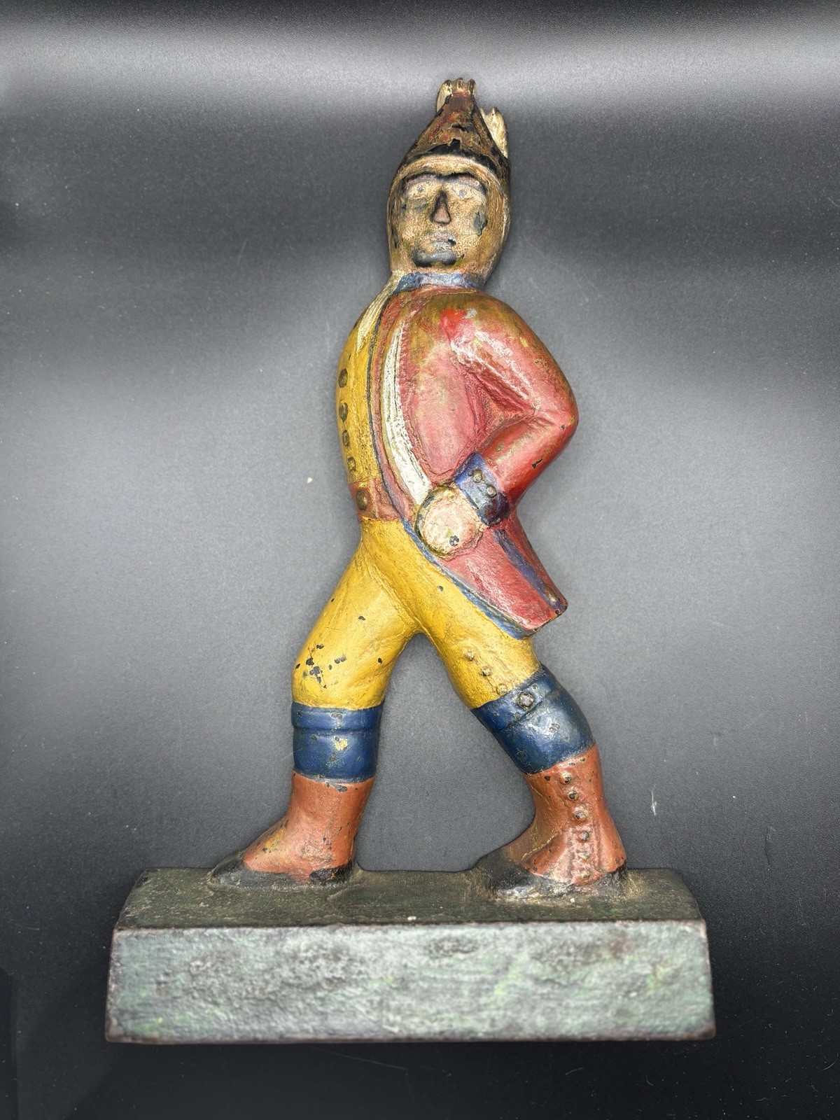 Antique Cast Iron Hessian Soldier Doorstop Painted Military Figure 11