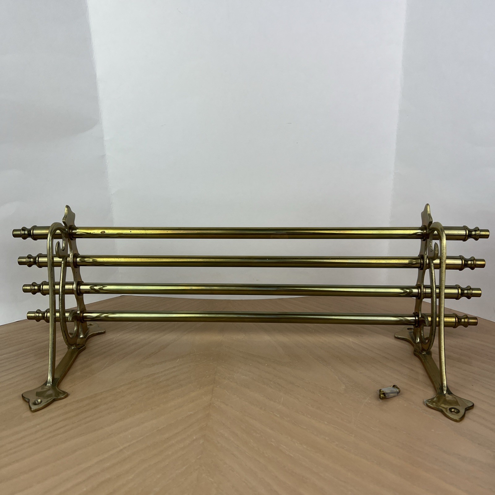 Antique/Vintage Brass Rail Road Train Hat Luggage Rack Shelf  19” Pullman
