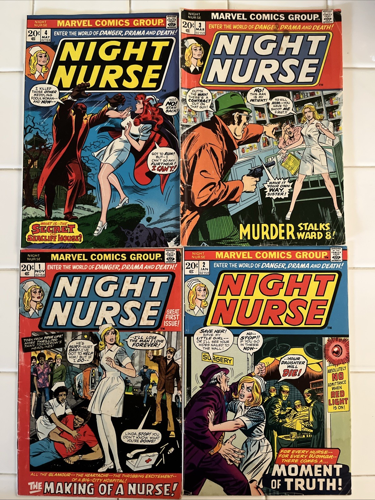 Night Nurse 1-4 VG-FN. Complete Set 1972 Rare HTF. C Pix, Notes, Store.