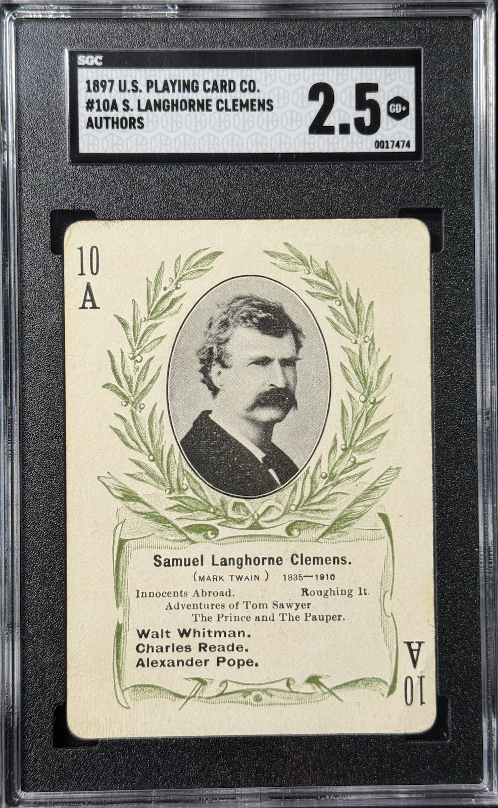 1897 Playing Card, Mark Twain, Samuel Clemens, SGG 2.5 - Authors￼