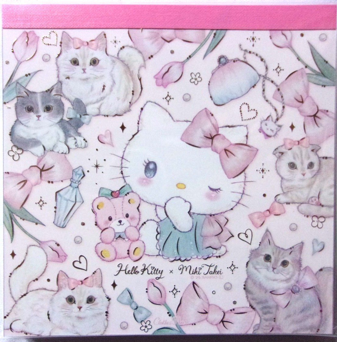 Clothes Pin Sanrio Hello Kitty Cat Square Memo Pad Made in Japan Miki Takei 2025