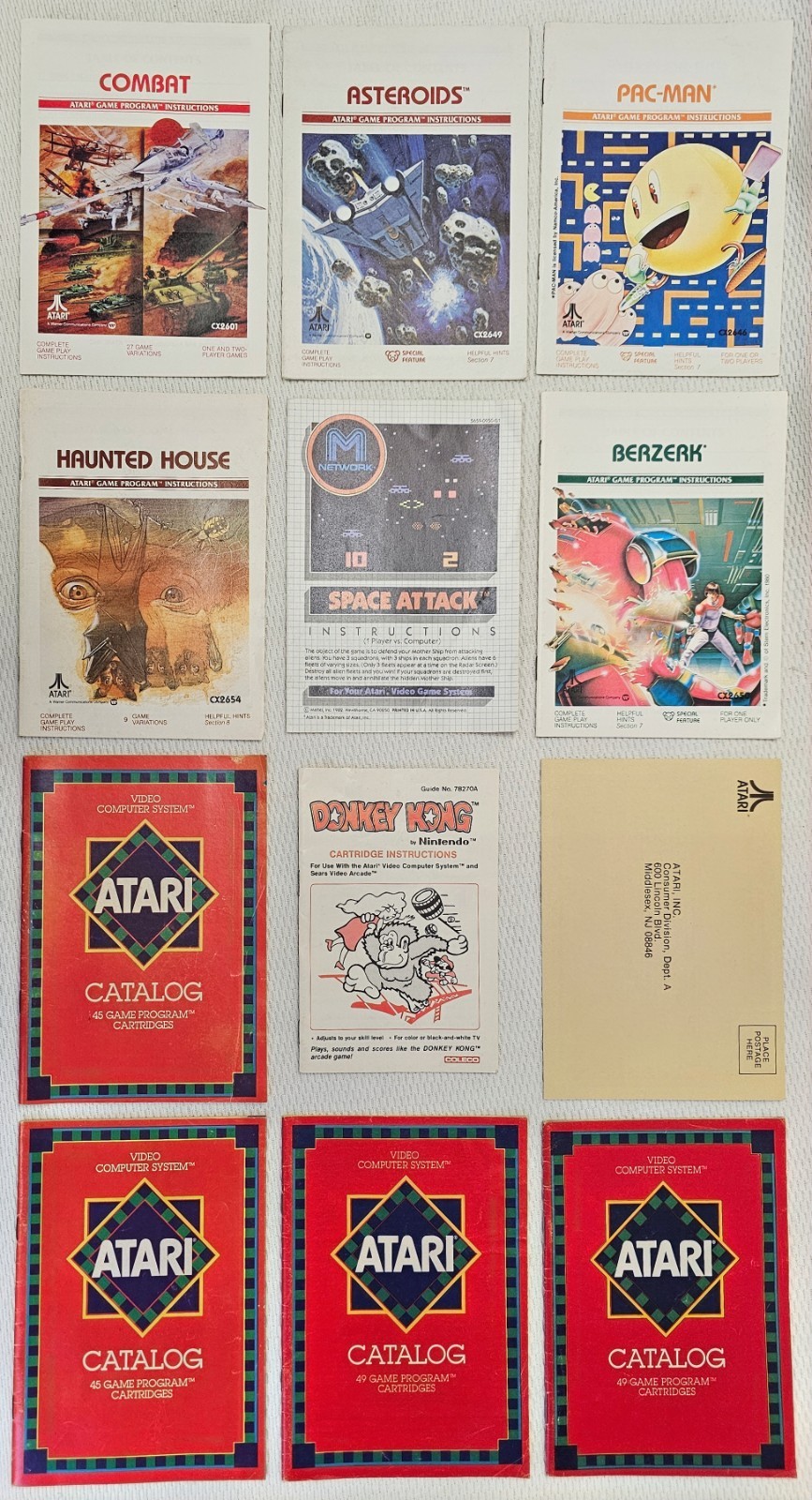 Vintage Atari Video Game Manuals Instructions Donkey Kong Haunted House Pac Man