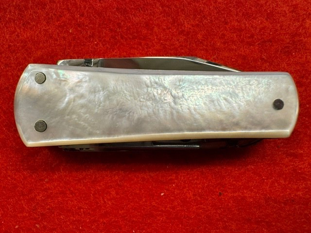 CUSTOM HAND MADE STAN SHAW, SHEFFIELD 4 BLADE POCKET KNIFE, MOP SCALES  (420)