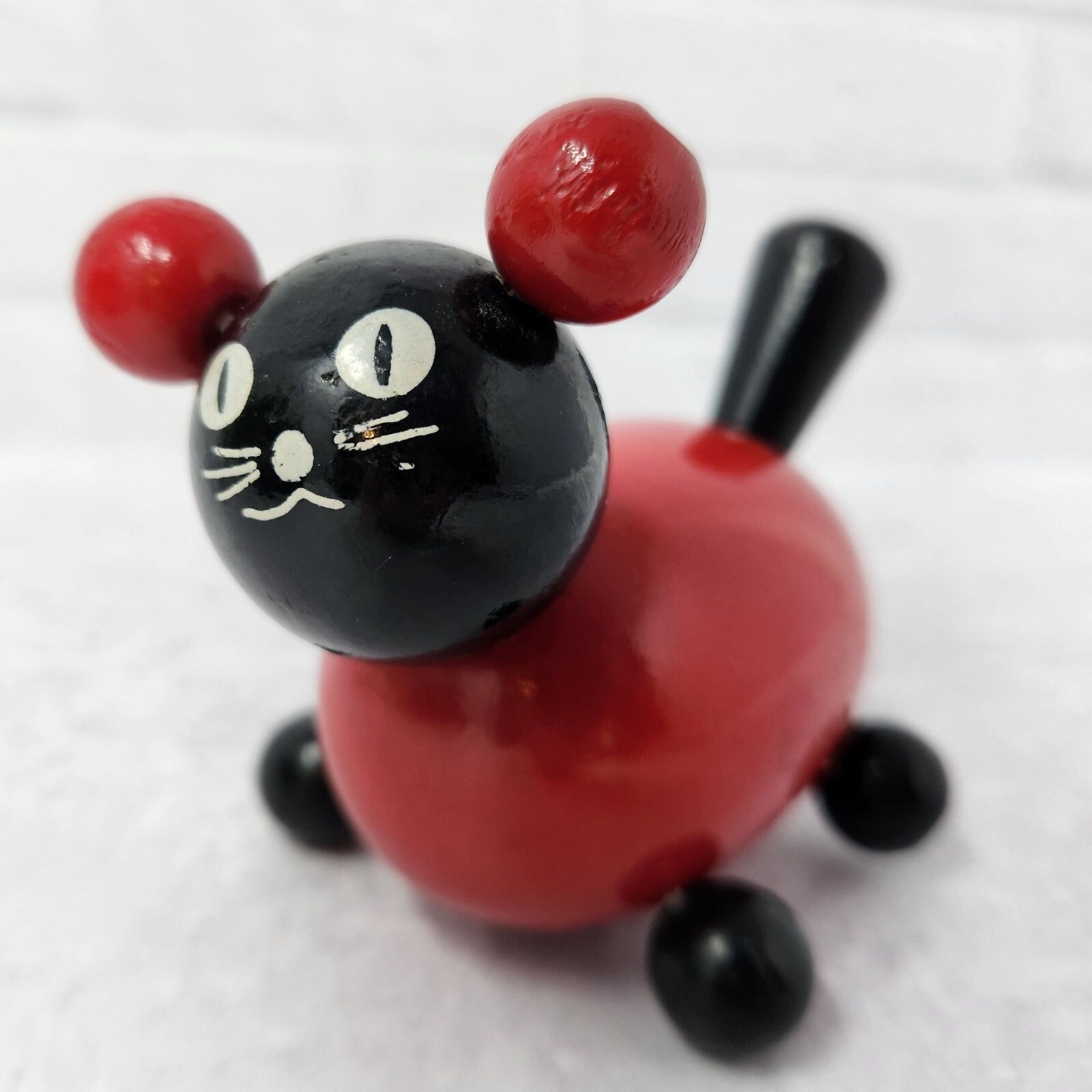 Rare Vintage Wooden Toy The Cat Kitty Brio 1970s 1980s Sweden Tiny Red Wood Cat