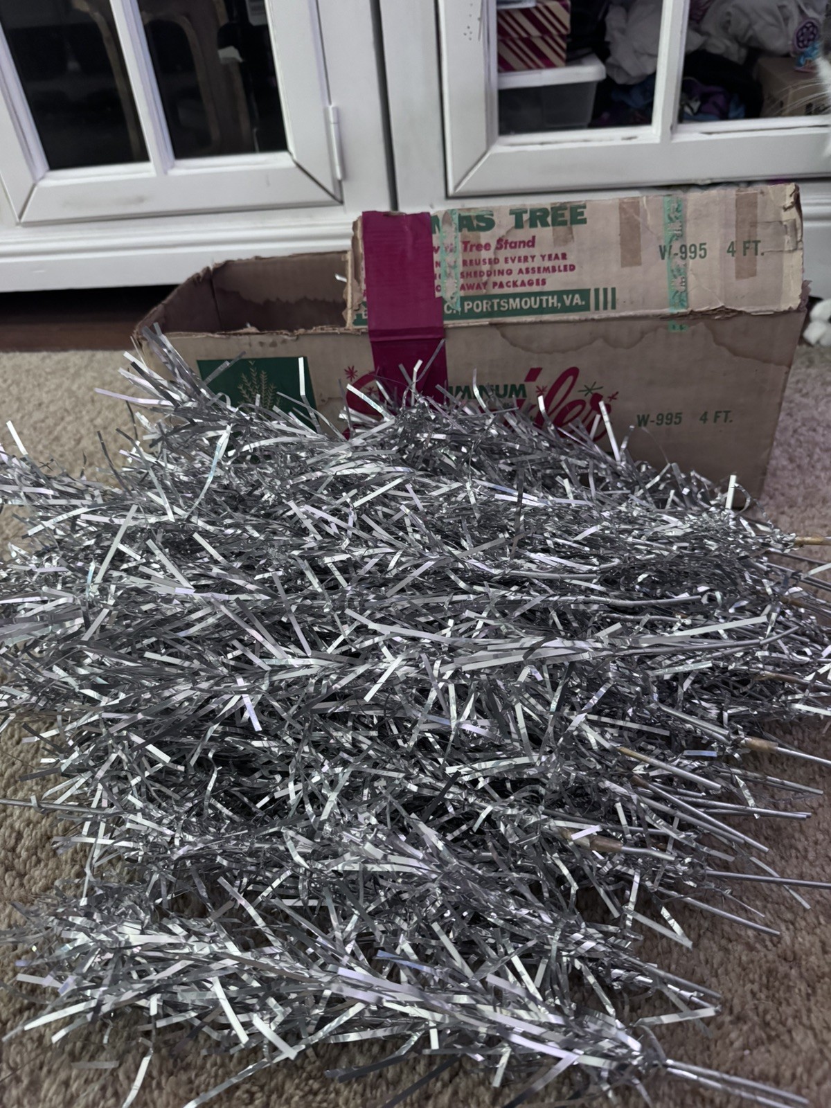 Vintage Aluminum Christmas Tree Branches Lot of 50 and box 