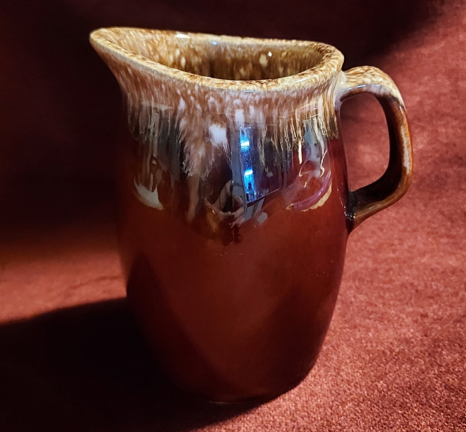 Vintage Hull USA Brown Drip & Cream Speckled Pitcher