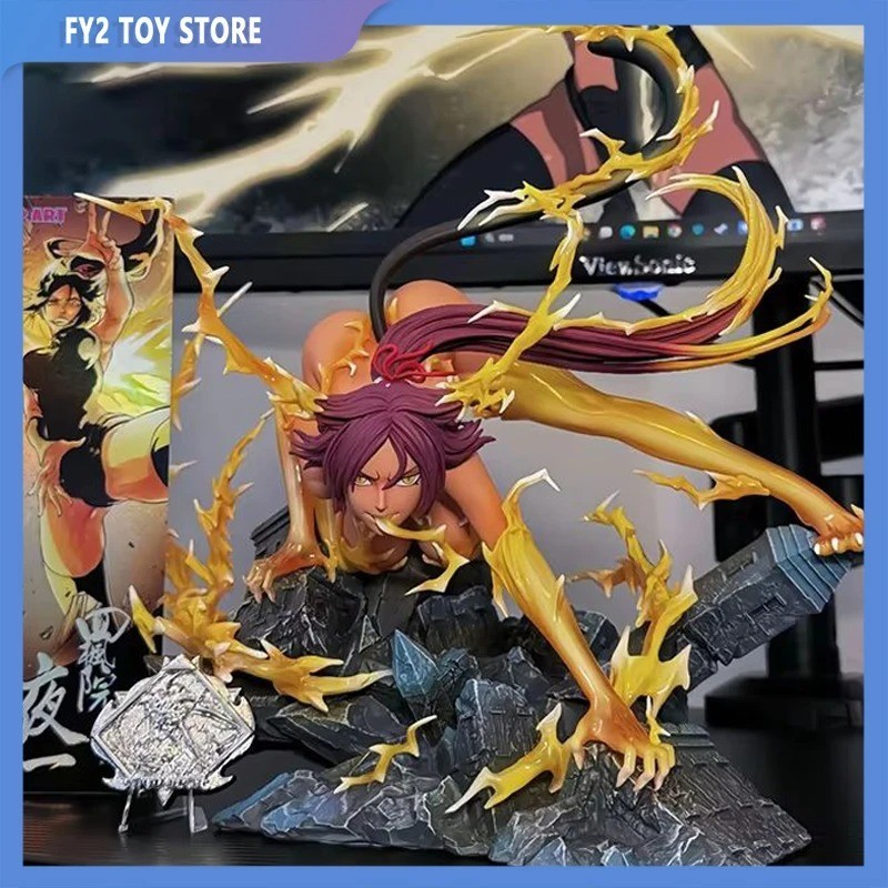 25cm Bleach Yoruichi Shihouin Anime Figure PVC Statue Desktop Collectible Toy