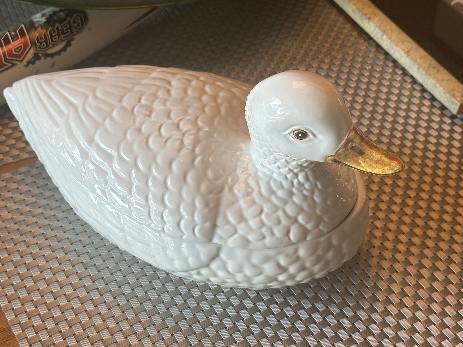 VTG Bertinazzo Ceramic Large Duck Lidded Bowl Made in Italy 2245