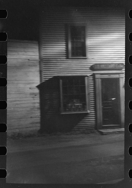 Photo:1930s Storefront Building Night Street View