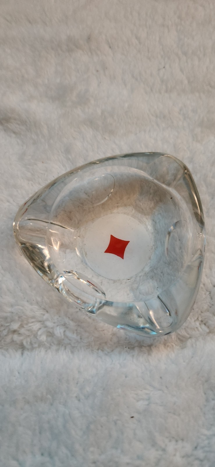 Vintage 1960s Reims France Glass Ashtray Red Diamond PlayingCard Suit MCM Casino