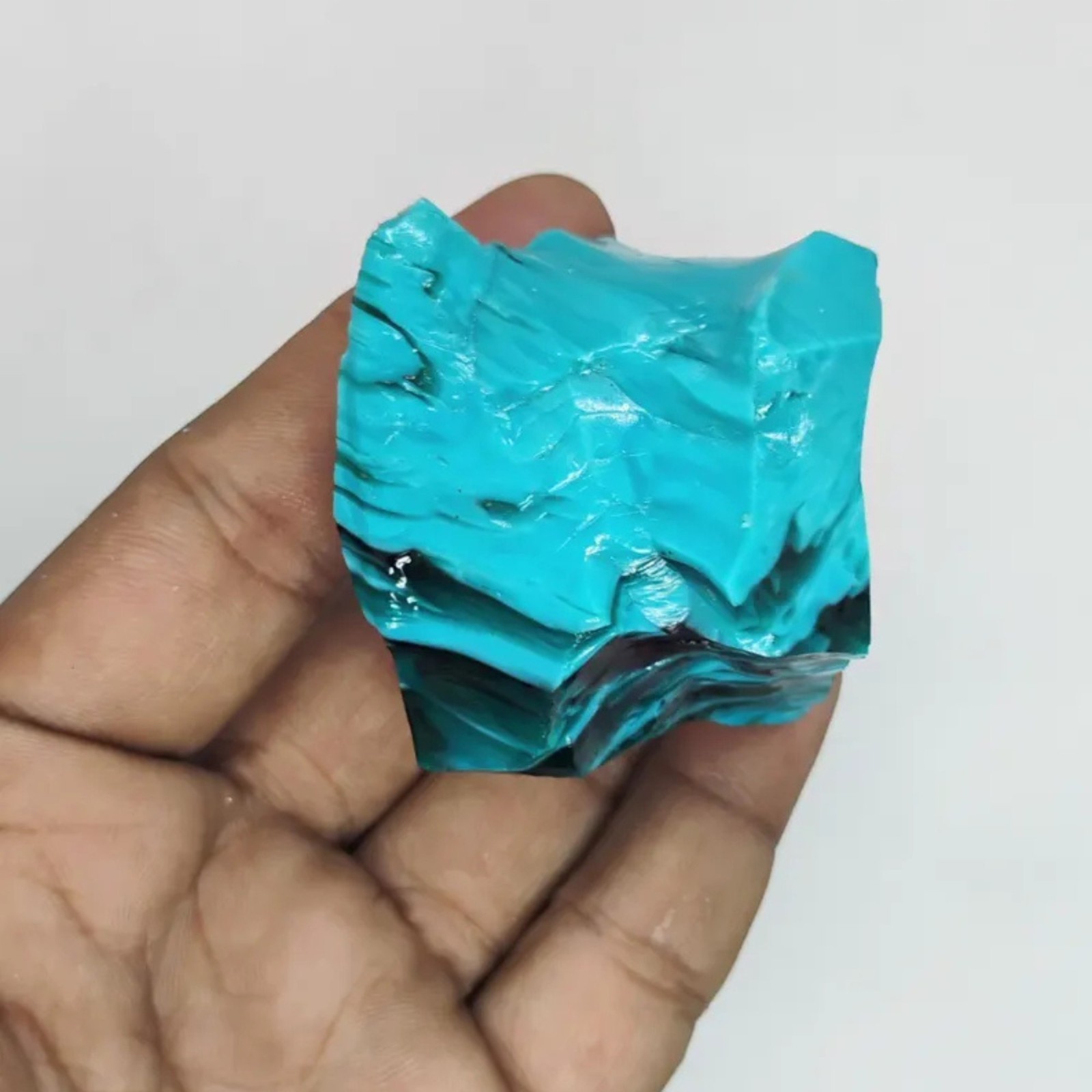 Raw Turquoise Obsidian Gemstone: Natural Healing Crystal (550-650 CT)