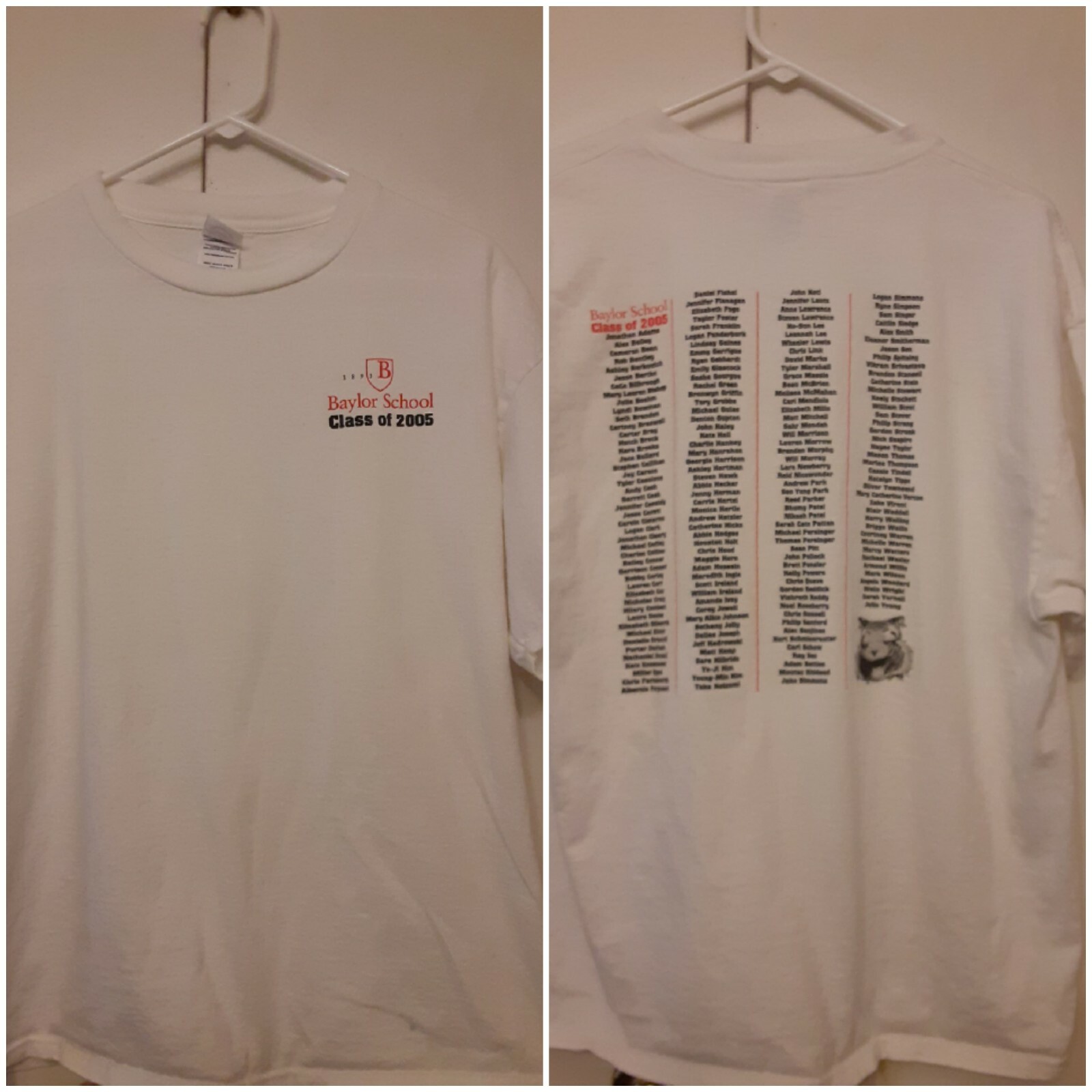 Baylor School Red Raiders Shirt XL Class of 2005 Logo  Prep School Student Body
