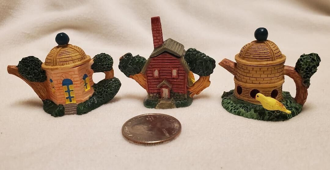 Vintage Miniature Teapot Birdhouses (3)