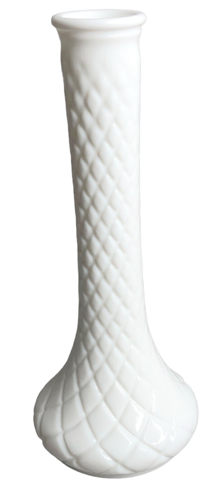 Hoosier Milk Glass Vase Diamond Quilt Pattern 9\